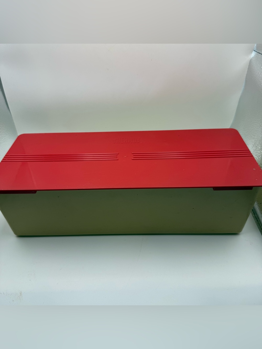 Vintage Thermos Red and Tan Storage Container 1950s Sandwich Bread Box